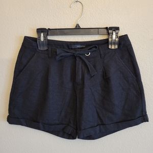 Harve Bernard Linen Black Cuffed Shorts Size 4